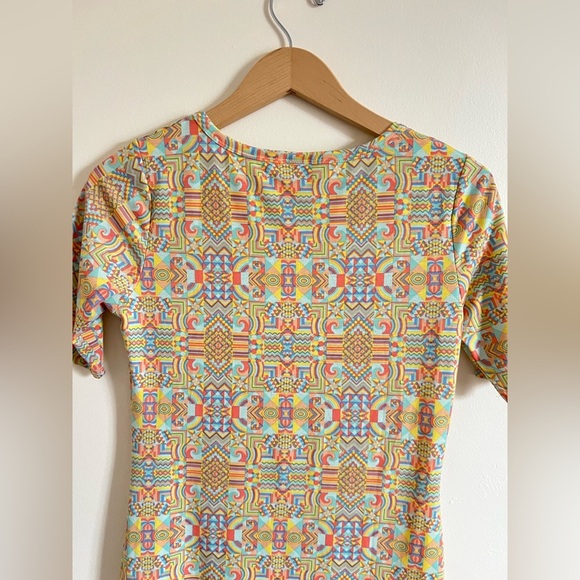 LulaRoe Womens Shirt Dress Small Geo Multi Fitted Boho Tribal Stretchy Summer - Picture 6 of 17